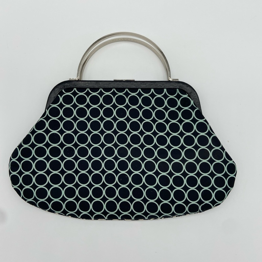 Banana Republic Satin Two Tone Kiss Lock Clutch